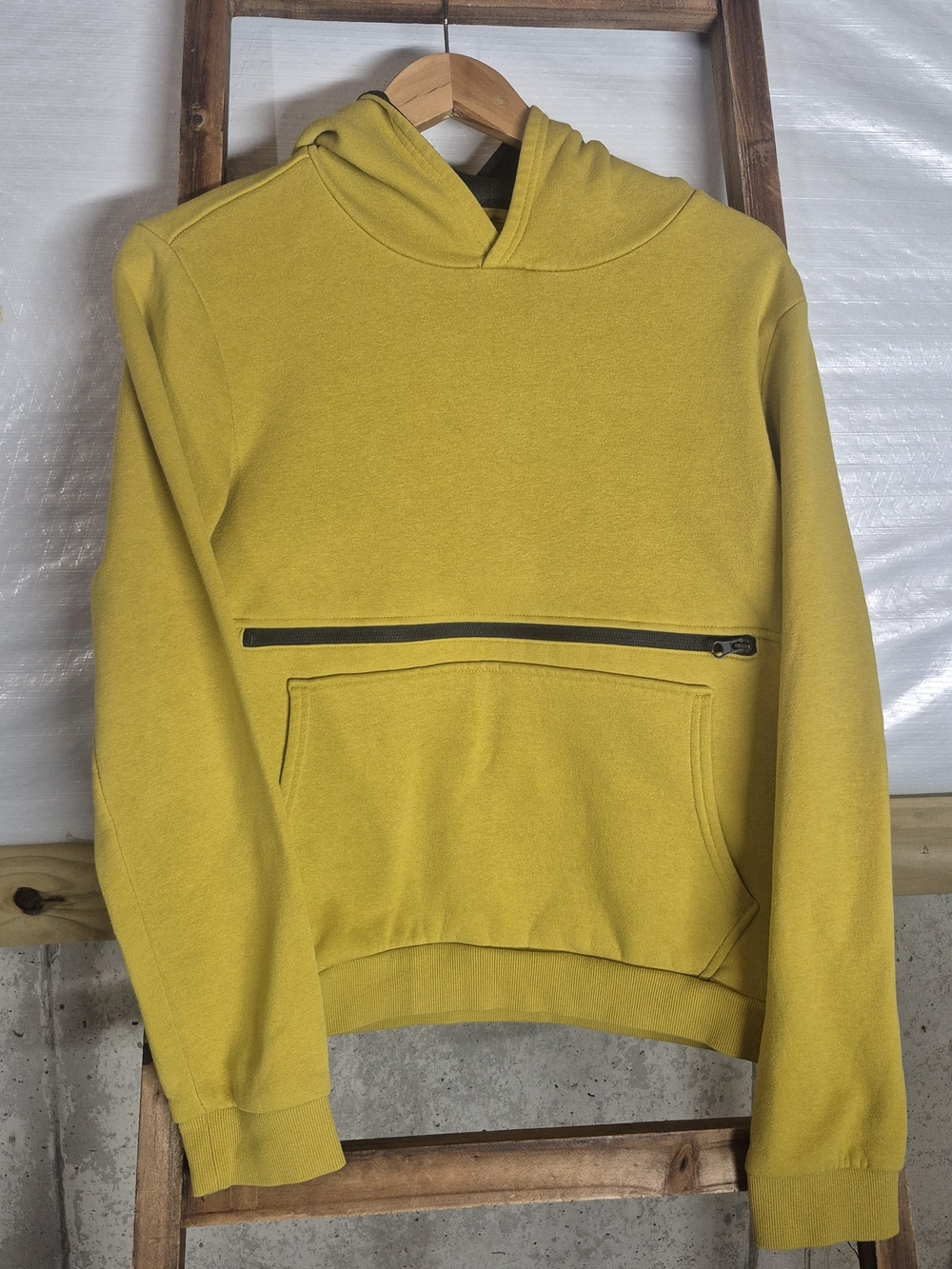 Kids Yellow Hooded Sweatshirt with Front Zip Pocket